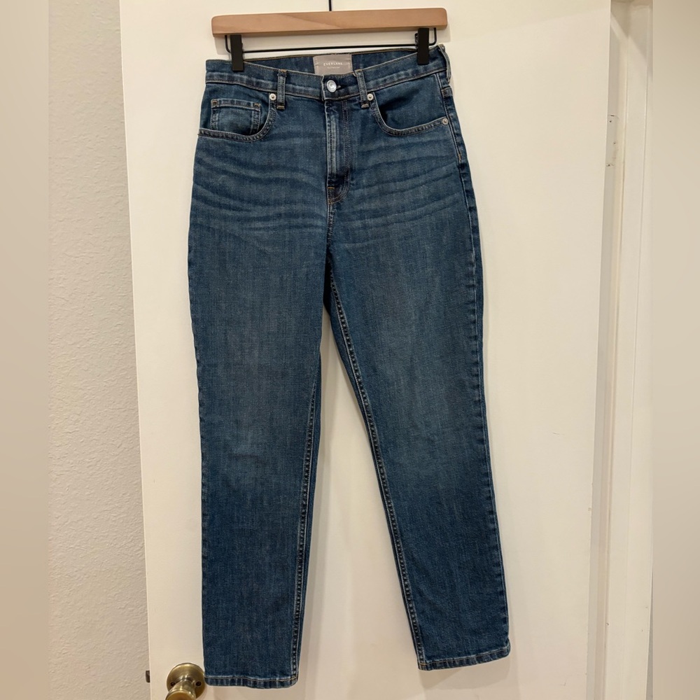 Everlane Straight Leg Jeans in Classic Blue Denim